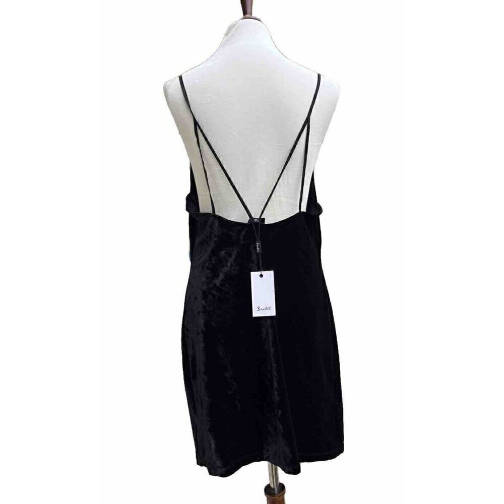 Bardot Womens Black Velour Velvet Slip Strappy Mini Dress Size L / 10 US - Picture 3 of 16